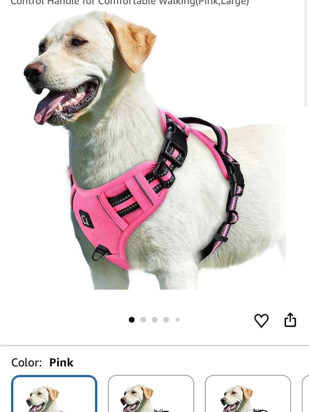 Pink Dog Harness with Front Clip - Comfortable Control for Walking